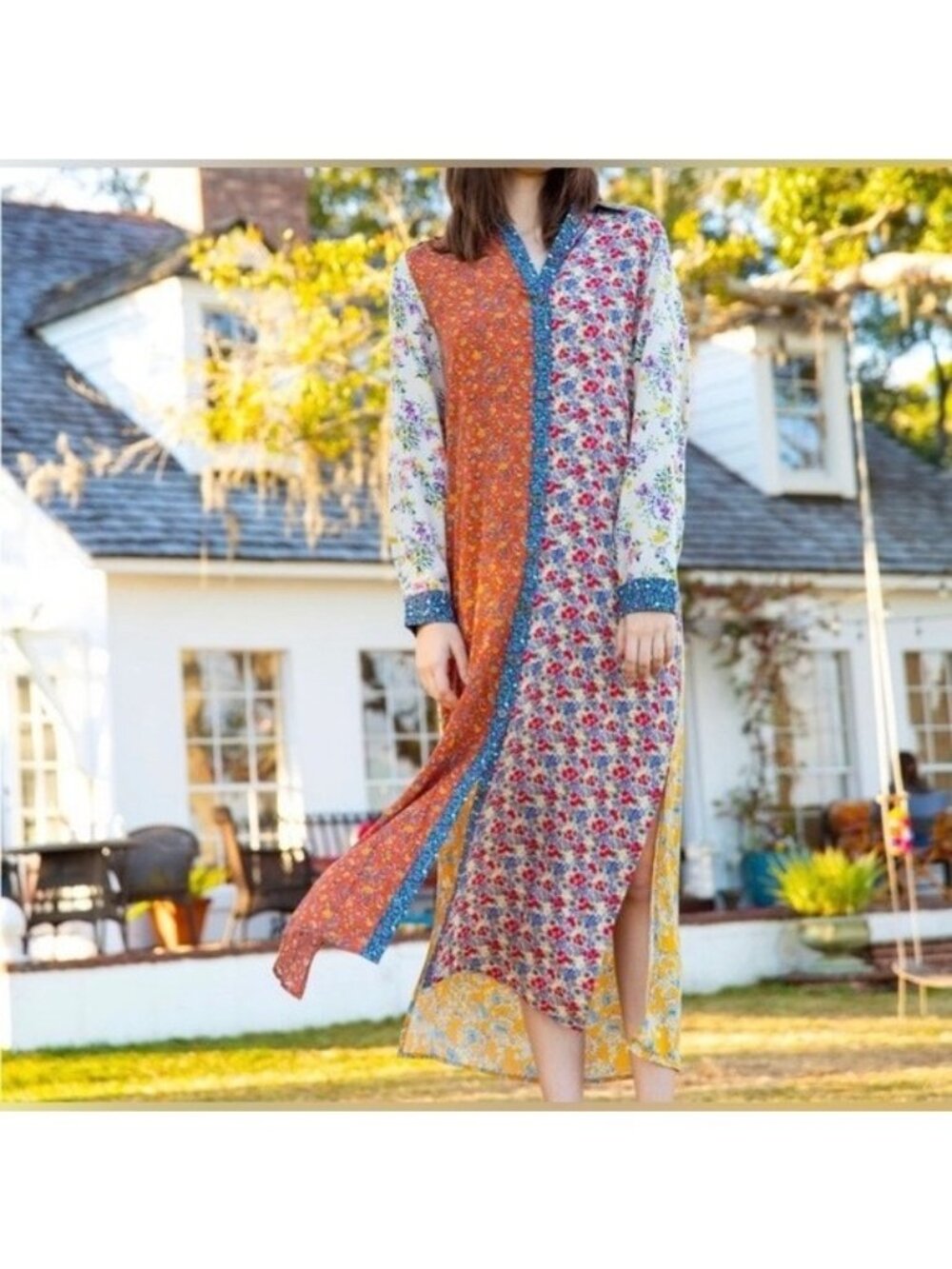 Natural Life Women's Esme Collared Shirt Dress Button Up Mixed Print Size Medium